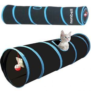 Παιχνίδι Γάτας Τούνελ με Μπάλες-Παιχνιδιού Θαλασσί-Μαύρο 120cm