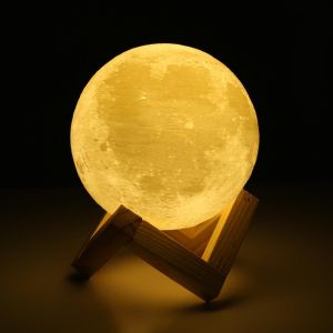 Μίνι Ανάγλυφο Φωτιστικό Αφής 11cm 3D Φεγγάρι Moon Light LED με Μπαταρίες & Εναλλαγή Χρωμάτων