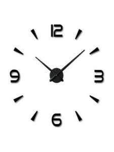  Ρολόι Τοίχου Αυτοκόλλητο 3D Μεγάλο Πλαστικό Μαύρο 80cm έως 120cm