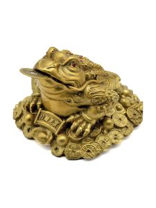 Διακοσμητικός Βάτραχος Ευημερίας Feng Shu 11x11x7cm χρυσο