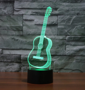 Επιτραπέζιο Φωτιστικό LED 3D Illusion Με 7 Χρώματα σχέδιο Κιθάρα
