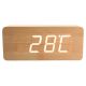 Επιτραπέζιο ξύλινο ψηφιακό ρολόι - ξυπνητήρι - θερμόμετρο LED OEM